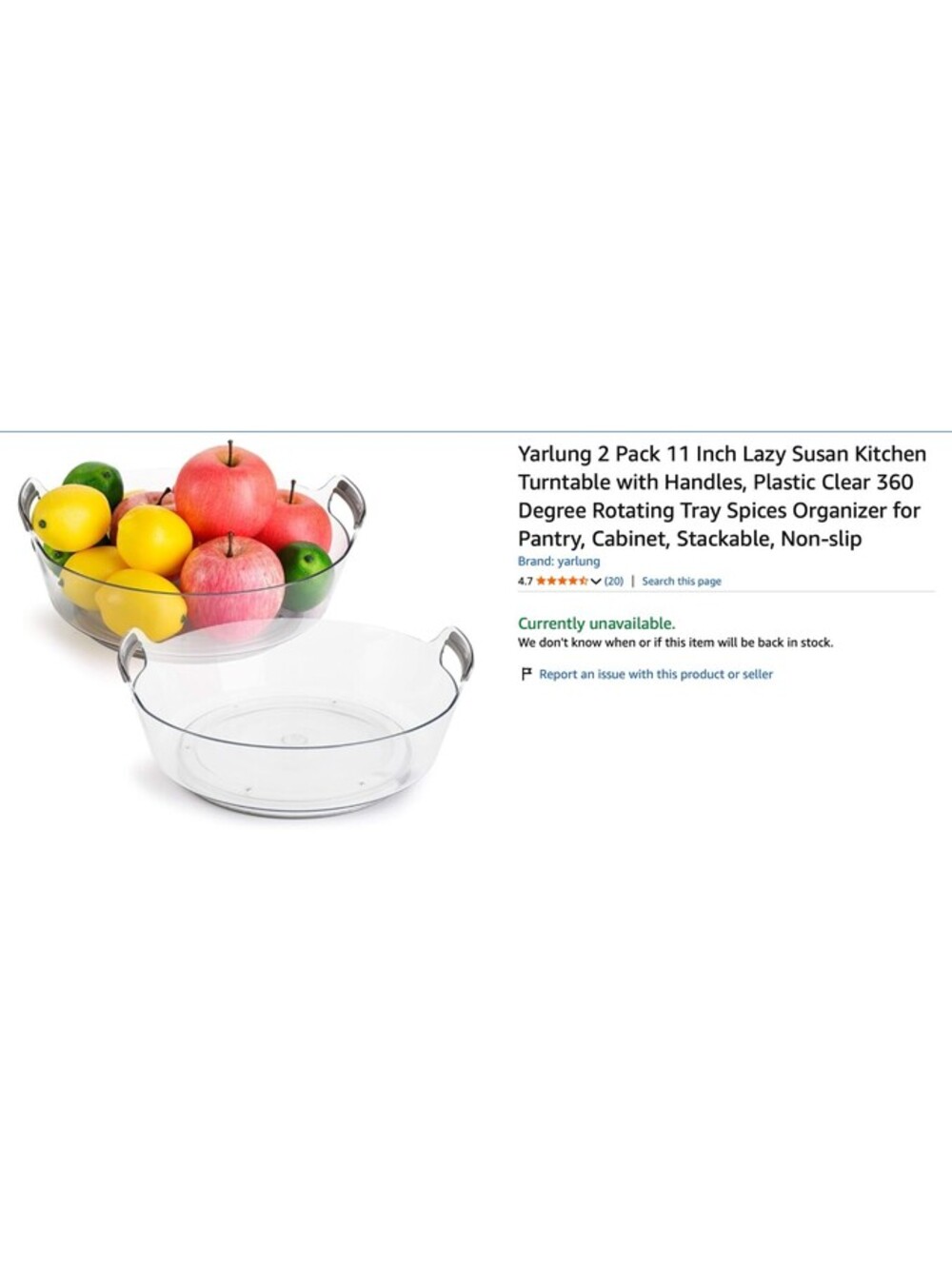 2 Pack Acrylic Lazy Susan